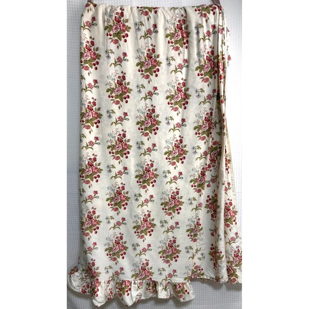 Vintage Ralph Lauren Italy Emily Anne Flat QUEEN Bed Sheet Floral Roses Ruffle